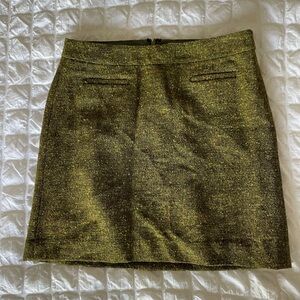 LOFT Olive Green Tweed  Mini Skirt